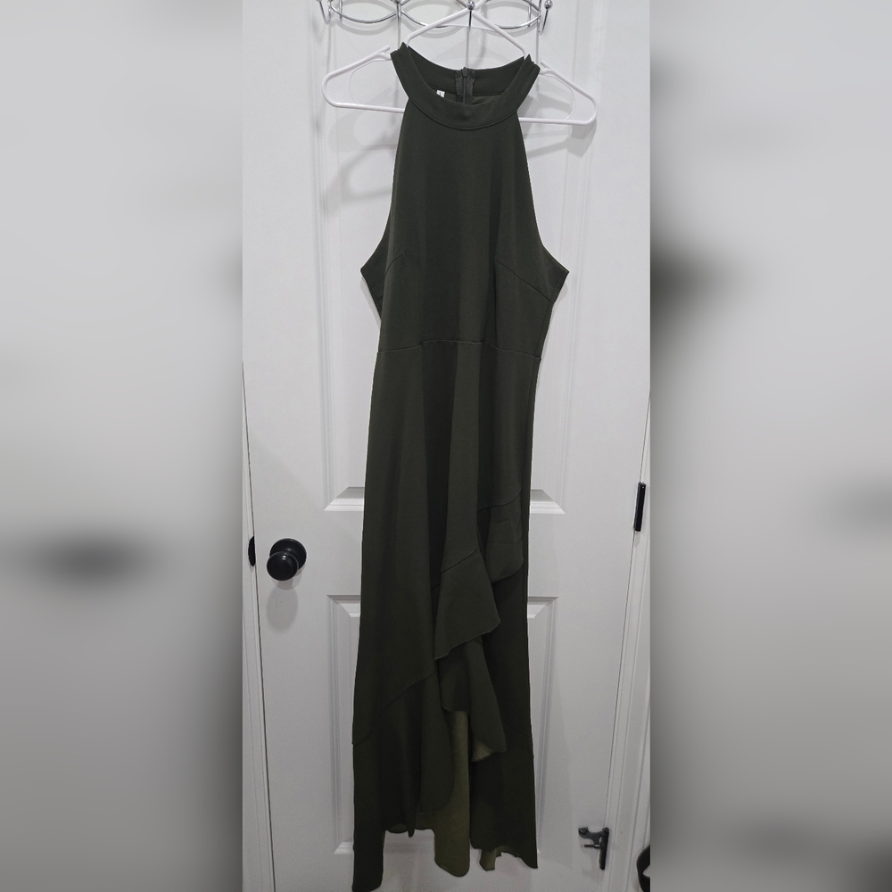 Forest green formal dress. Shein. Ruffle bottom. Slight high-low. *Never Worn*!